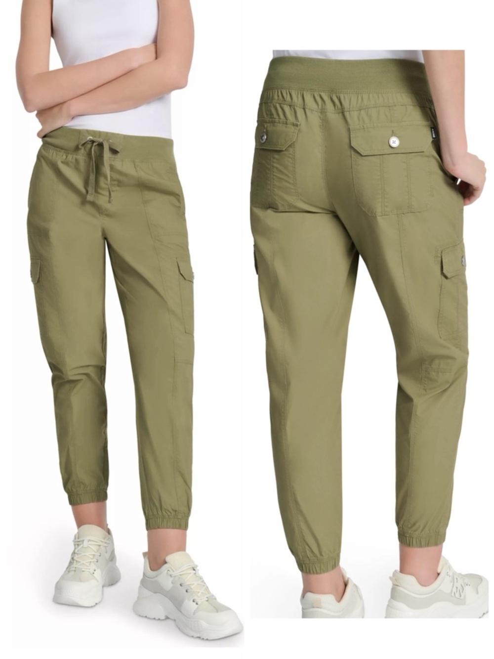 Like New - DKNY Ribbed Waistband Cargo Joggers Utility Green (XL)